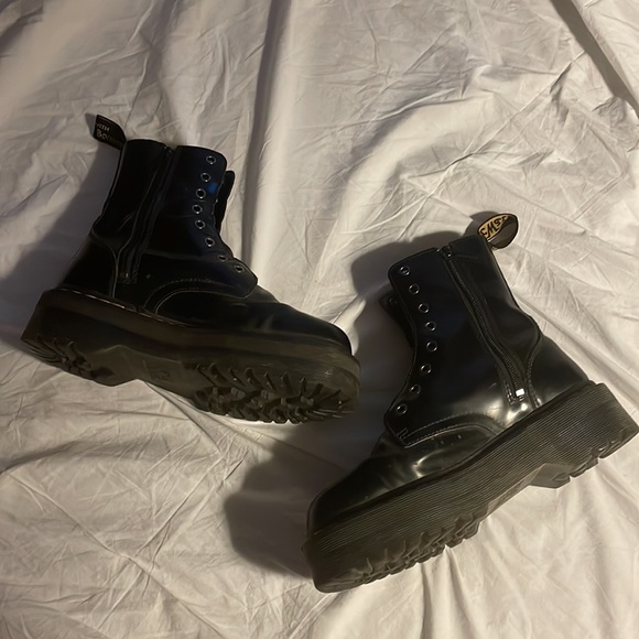 ❤️SOLD Dr martens black leather jadon boots no laces - Picture 3 of 5